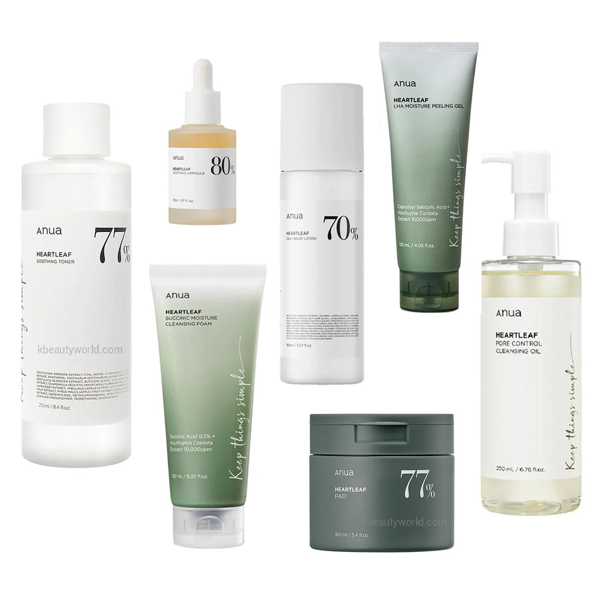 Anua Heartleaf Soothing Skin Care Set best Korean face care routine for oily combination sensitive acne prone skin hydrating healing men women K Beauty World