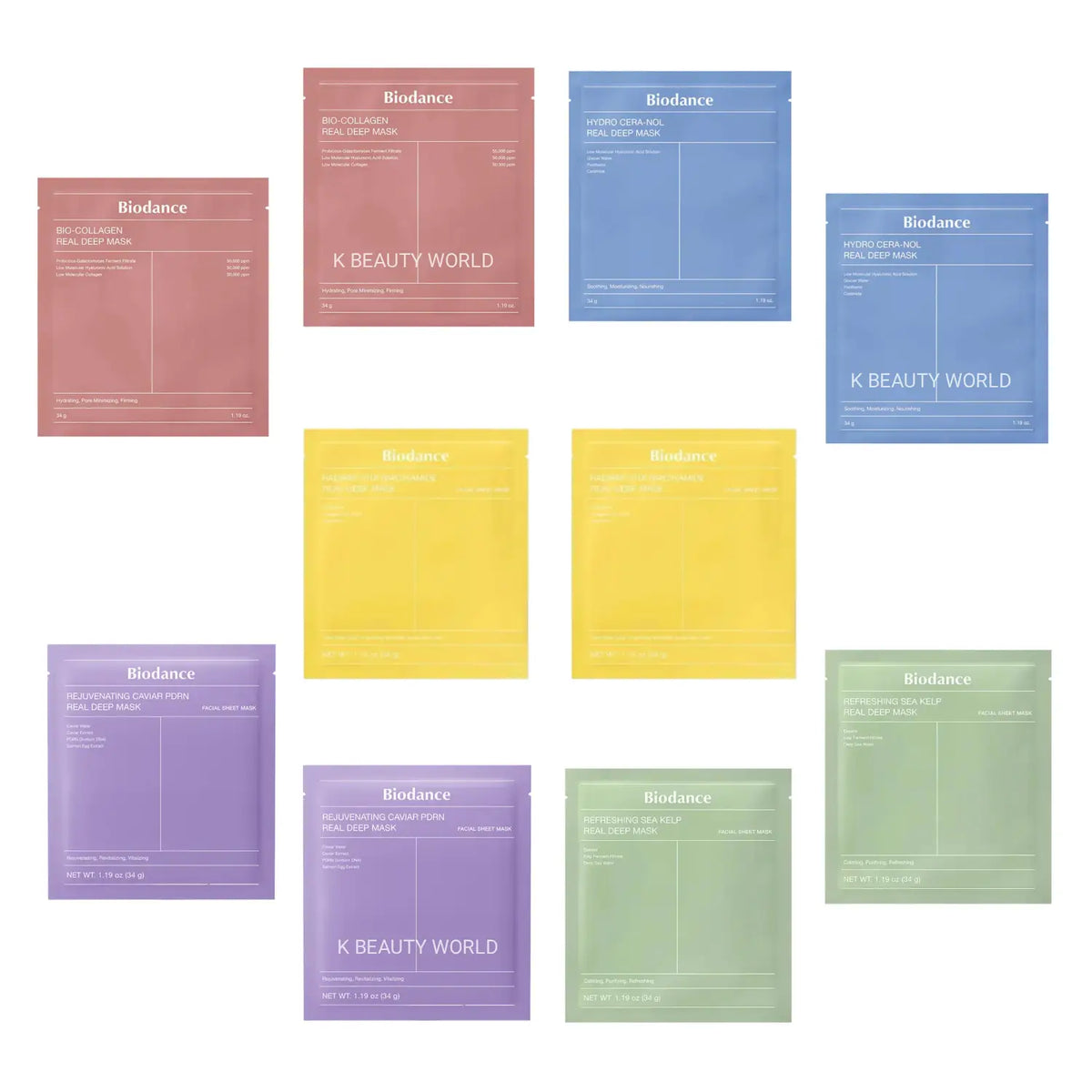 Biodance Real Deep Mask Discovery Set Bio-Collagen Real Deep Mask Hydro Cera-Nol Rejuvenating Caviar PDRN K Beauty World