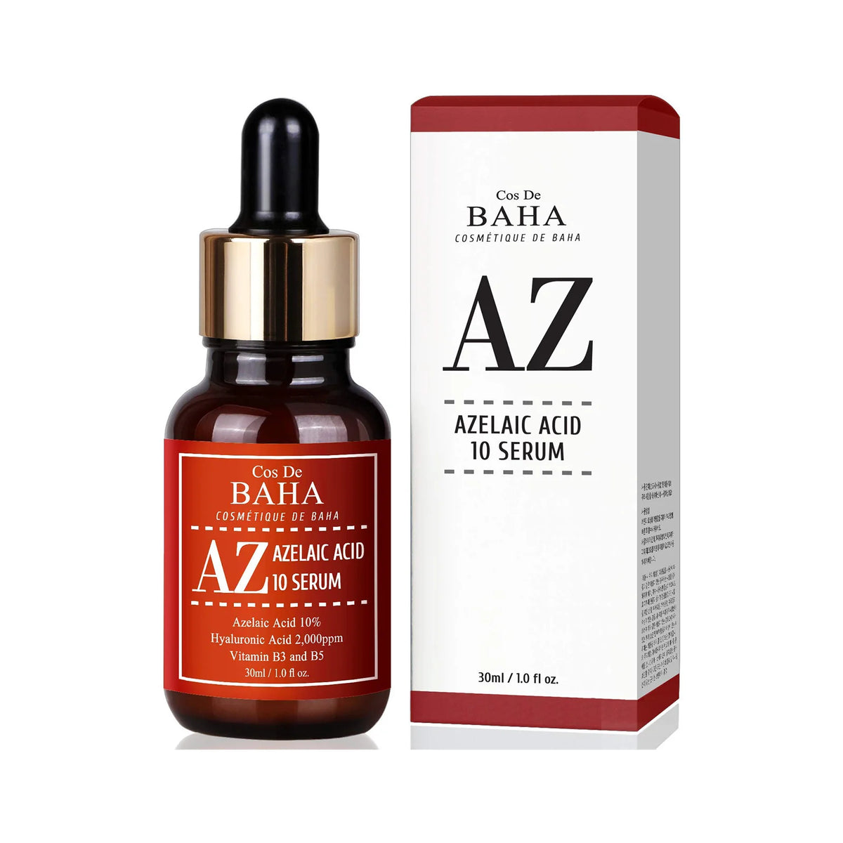 Cos De Baha AZ Azelaic Acid 10 Serum Korean skin care for uneven skin tone dark spots K Beauty World