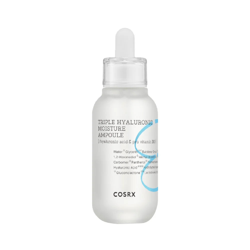 Cosrx Hydrium Triple Hyaluronic Ampoule hydrating anti-aging serum for dry, sensitive skin Panthenol vitamin B5 Korean skincare K Beauty World