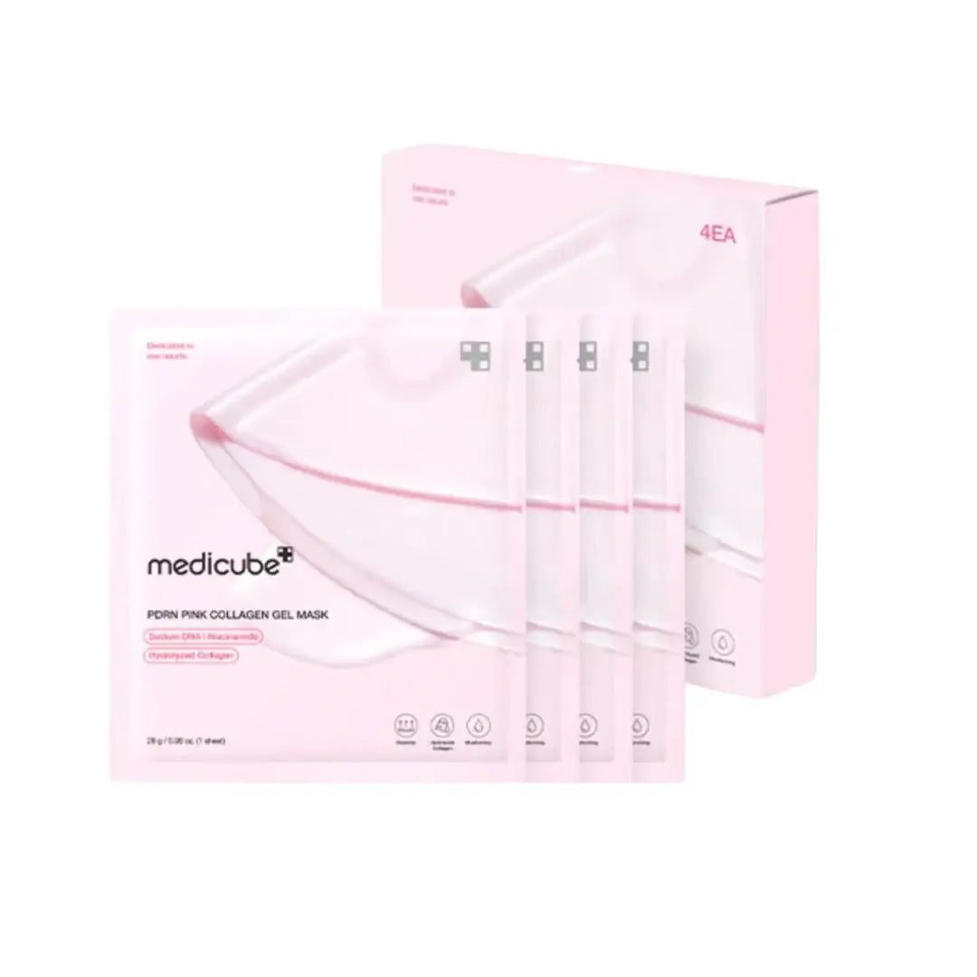 Medicube PDRN Pink Collagen Gel Mask (Set of 4) Korean skin care for all skin types dry dull mature skin K Beauty World