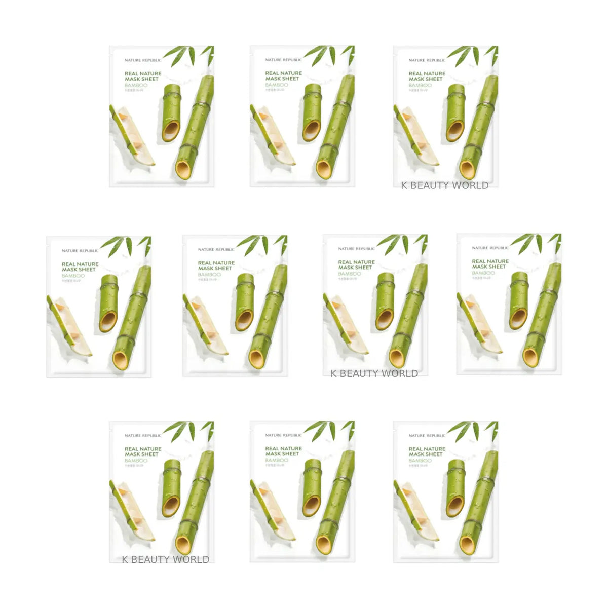 Nature Republic Real Nature Mask Sheet Bamboo (Set of 10) Korean skincare cosmetics K Beauty World