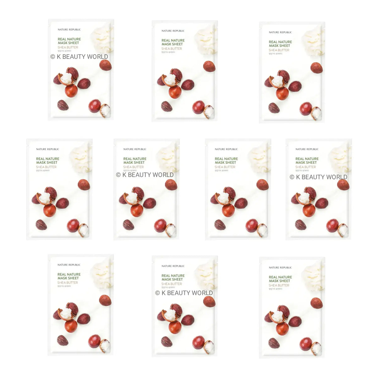 Nature Republic Real Nature Mask Sheet Shea Butter (Set of 10) dry dull skin care from Korea K Beauty World