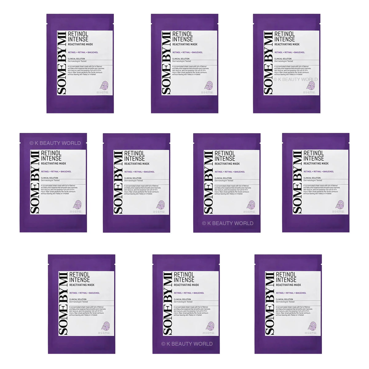 Some By Mi Retinol Intense Reactivating Mask (Set of 10) Korean sheet mask K Beauty World