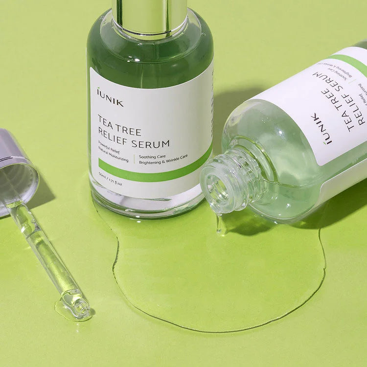 iUNIK Tea Tree Relief Serum for sebum control acne breakouts redness irriation soothing skin care vegan Korean cosmetics K Beauty World