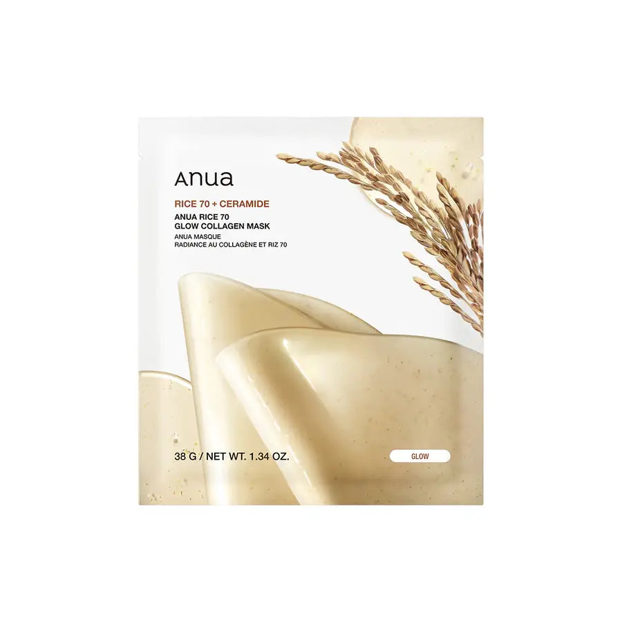 Anua Rice 70 Glow Collagen Mask hydrating nourishing dry dull skin Korean skincare K Beauty World