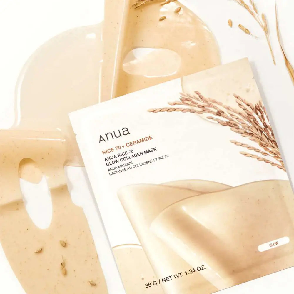 Anua Rice 70 Glow Collagen Mask best selling Korean skin care for all skin types K  Beauty World
