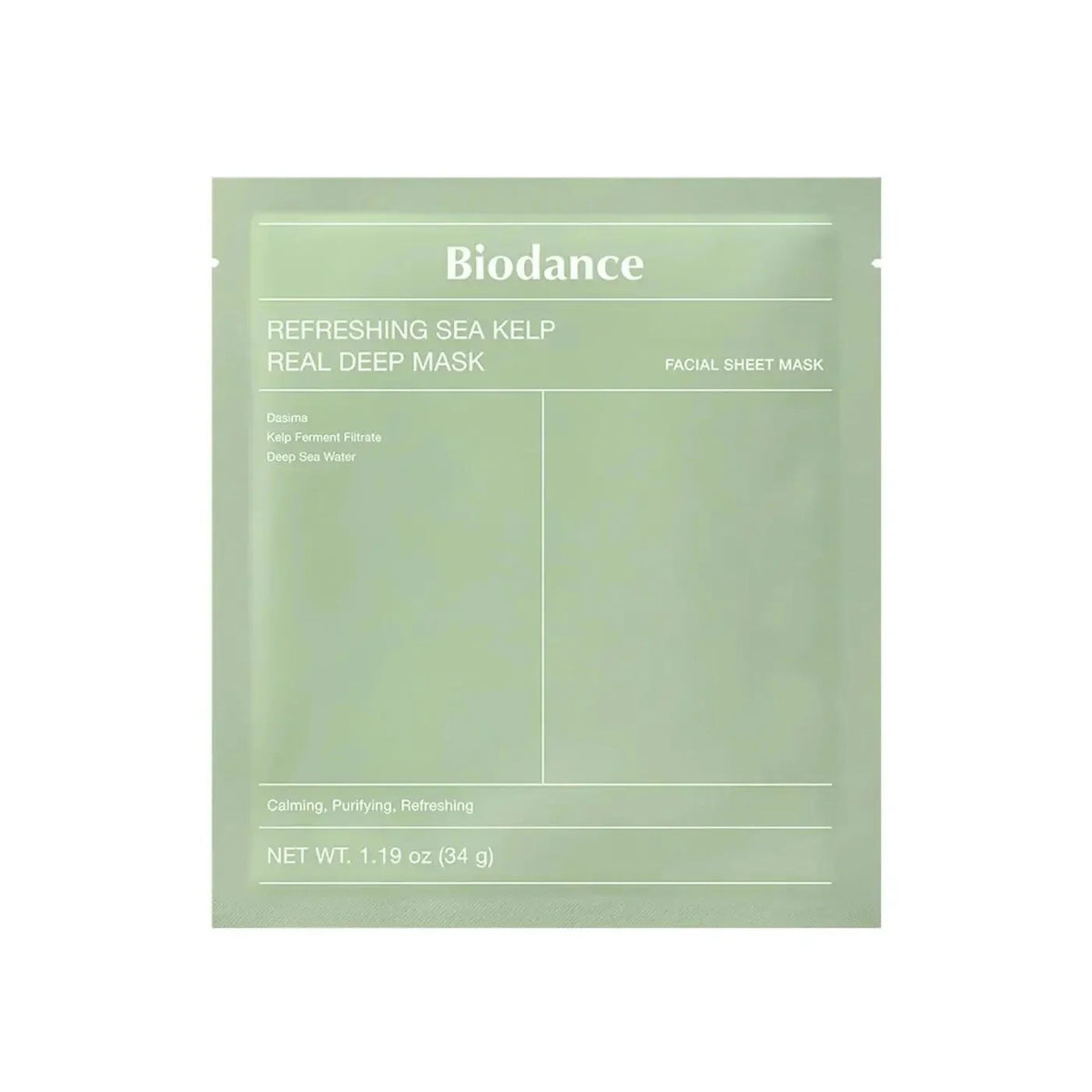 Biodance Refreshing Sea Kelp Real Deep Mask sebum controlling calming redness acne oily acne prone skin K Beauty World