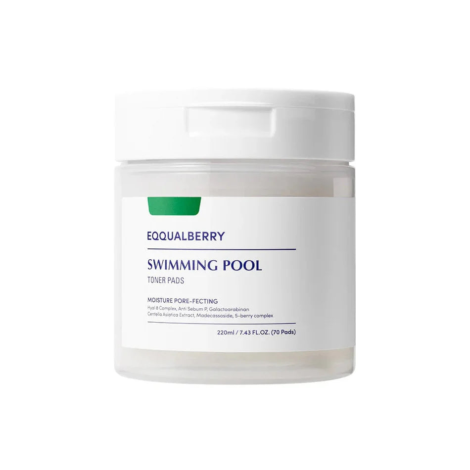 Eqqualberry Swimming Pool Toner Pads hydrating hyaluronic acid centella soothing Korean skin care K Beauty World