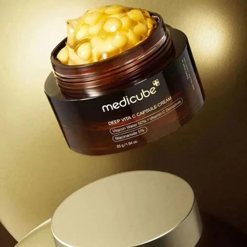 Medicube Deep Vita C Capsule Cream best selling Korean moisturizer for all skin types mature skin signs of aging uneven skin tone dull skin K Beauty World