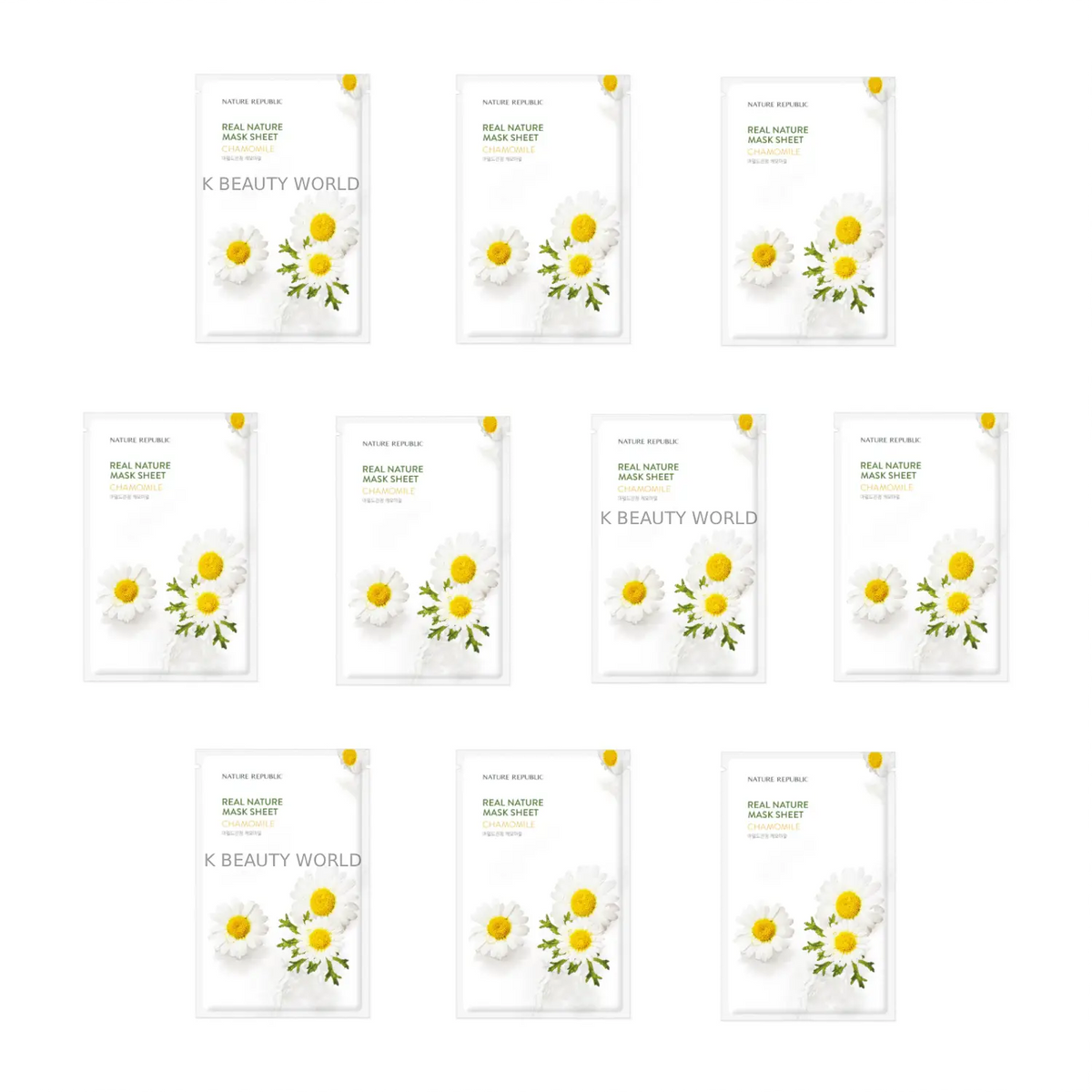 Nature Republic Real Nature Mask Sheet Chamomile Set of 10 hydrating soothing nourishing dry dull stressed skin K Beauty World