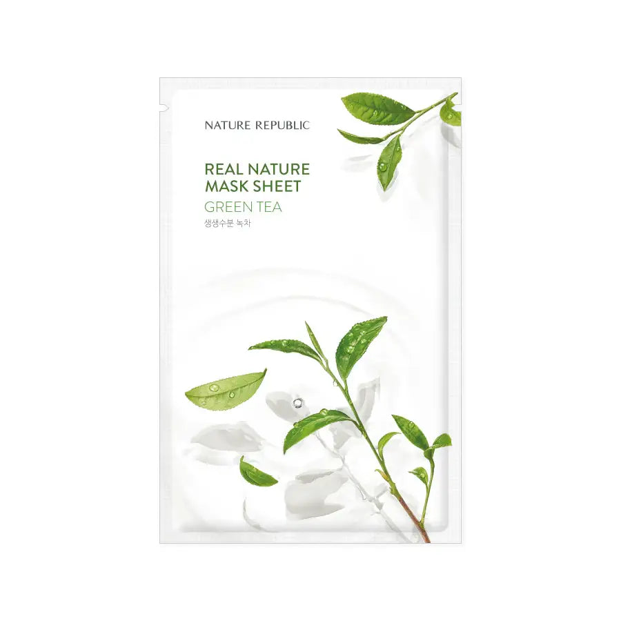 Nature Republic Real Nature Mask Sheet Green Tea soothing hydrating antioxidant-rich Korean skincare for all skin types K Beauty World