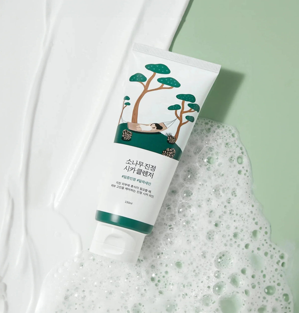 Round Lab Pine Calming Cica Cleanser foaming gentle hydrating skincare from Korea K Beauty World
