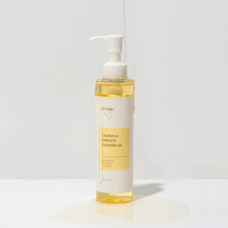iUNIK Calendula Complete Cleansing Oil lightweight gentle hypoallergenic non-comedogenic oily skin combination skin acne prone skin blackheads care K Beauty World