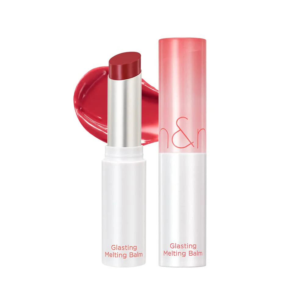 Romand Glasting Melting Balm 04 Hippie Berry vivid red lip gloss tint Korean cosmetics K Beauty World